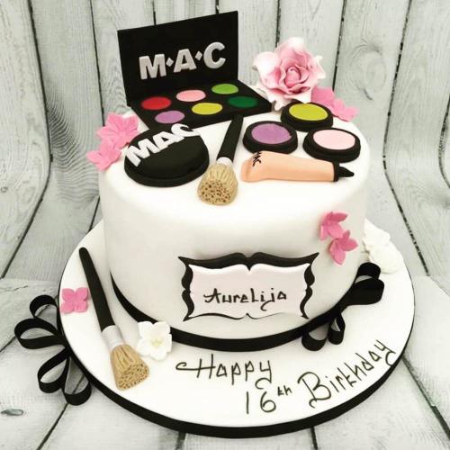 16th Birthday Cake with Makeup Theme