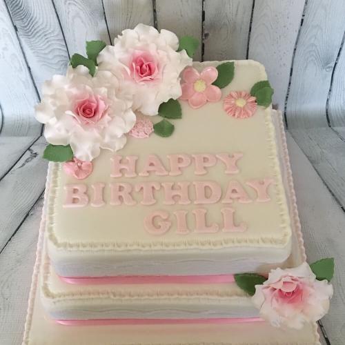 Two Tiered Square Birthday Cake