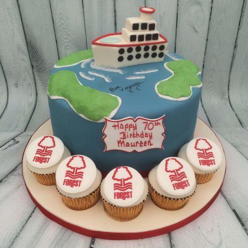 Nottingham Forest Cupcakes and Cruise Celebration Cake